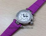 Copy Cartier Pasha Lady Purple Strap Watch Swiss Quartz